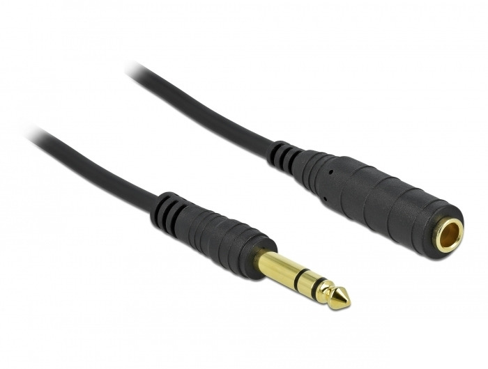 EU Product - Klinkenkabel 6,35 mm 3 Pin Stecker zu Buchse 10m SW thumbnail