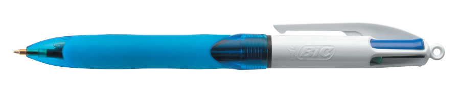 Image of BIC 4 Colours Grip Black, Blue, Green, Red Clip-on retractable...