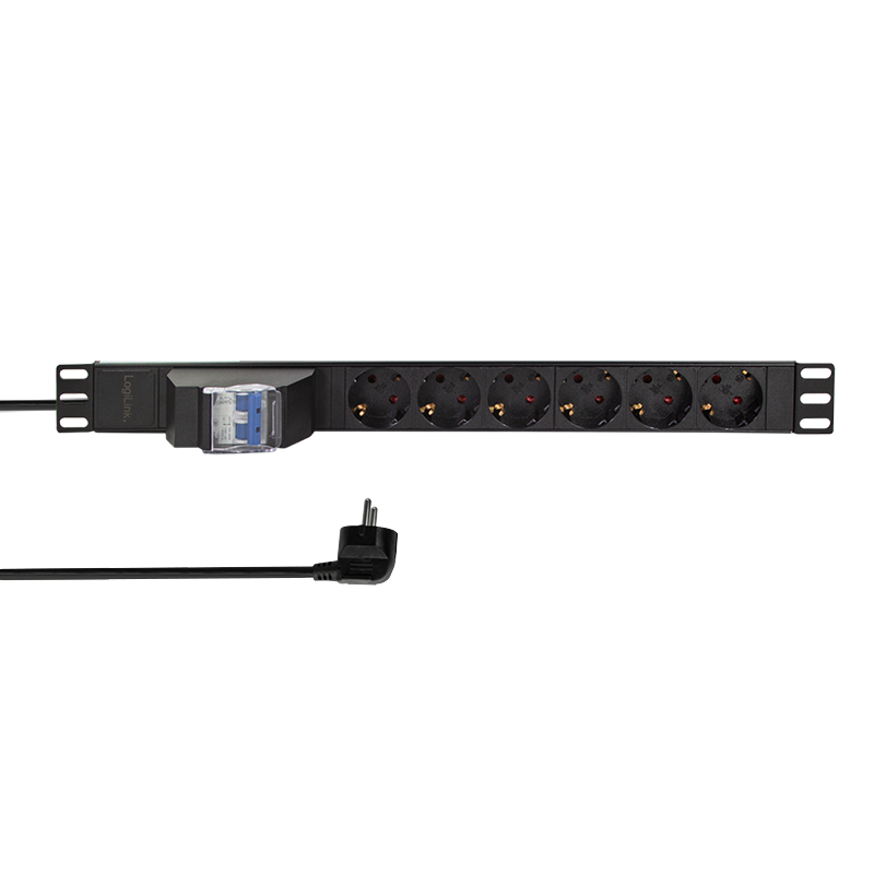 Image of LogiLink 19" PDU 6 x CEE 7/3 socket, with 2 pole circuit breaker
