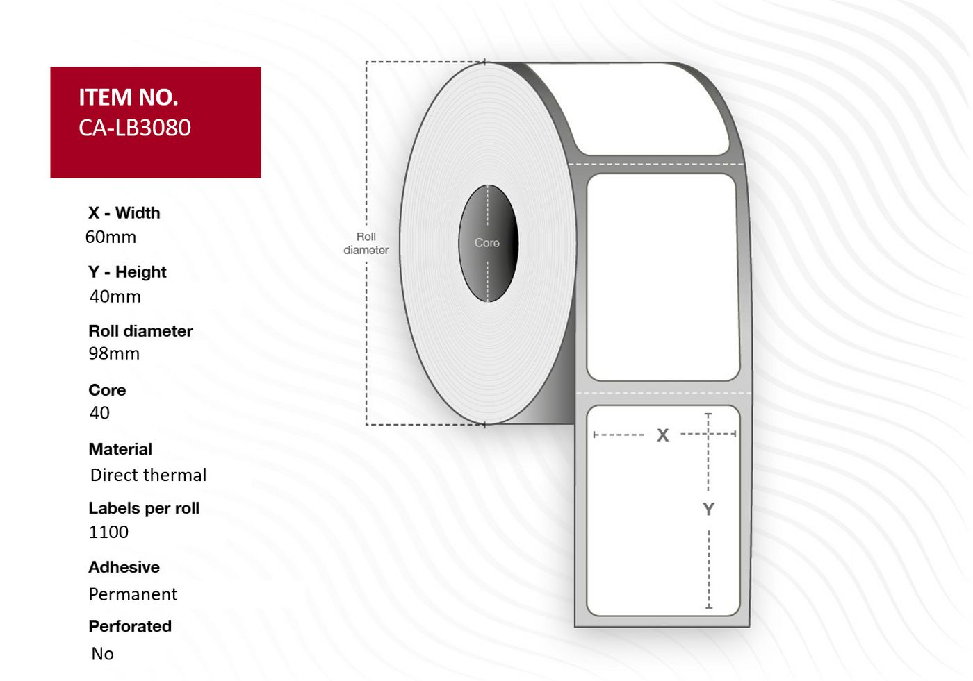 Capture CA-LB3080 printer label White