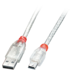 Lindy 0.2m USB 2.0 Cable - Type A To Mini-B, Transparent