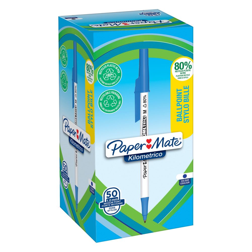 Image of Papermate Paper Mate Kilometrico Ballpoint Pen Medium Point 1.0mm Blue