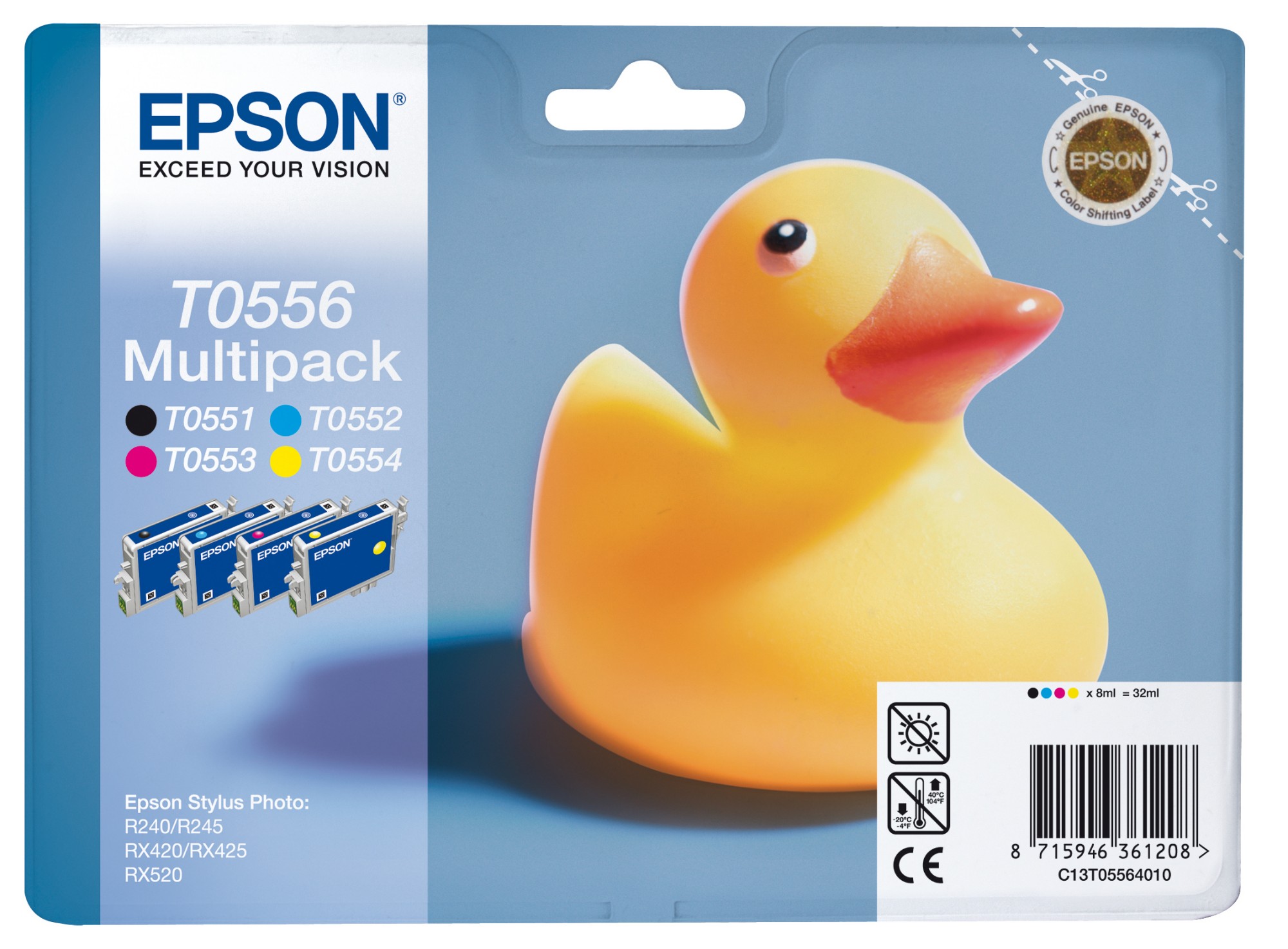Epson C13T05564010/T0556 Ink cartridge multi pack Bk.C.M.Y. 4x290 page