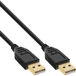 InLine USB 2.0 cable, AM/AM, black, gold plated contacts, 2m