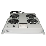 Intellinet 4-Fan Ventilation Unit for 19" Racks, Roof Mount, with Thermostat, Grey