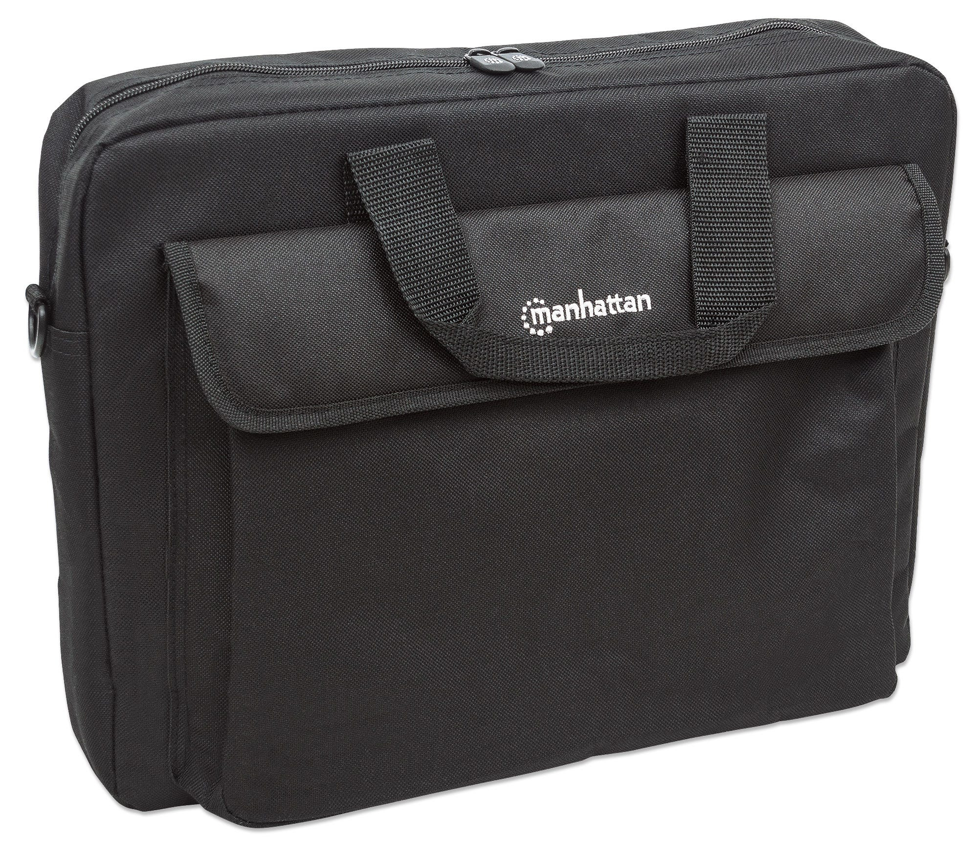 Manhattan London Laptop Bag 15.6&quot;, Top Loader, Accessories Pocket, Shoulder Strap (removable), , Black, Three Year Warranty