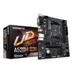 GIGABYTE A520M S2H Motherboard - Supports AMD Ryzen 5000 Series AM4 CPUs, 4+3 Phases Pure Digital VRM, up to 5100MHz DDR4 (OC), PCIe 3.0 x4 M.2, GbE LAN, USB 3.2 Gen 1