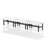 Dynamic Air Back-to-Back W1800 x D800mm Height Adjustable Sit Stand 6 Person Bench Desk With Cable Ports White Finish Black Frame - HA02814 DD