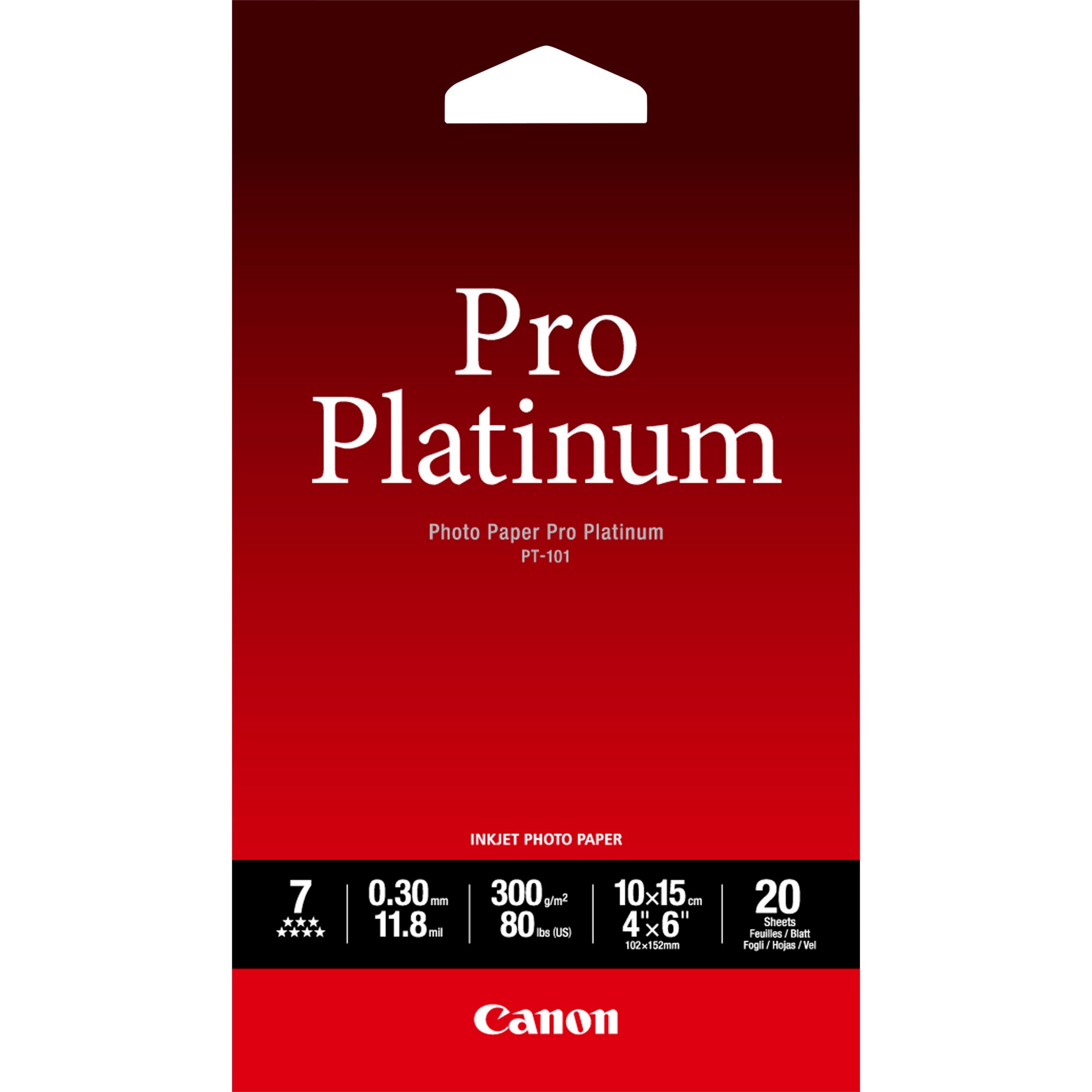 Canon PT-101 4x6 inches Photo Paper Platinum Pro (Pack of 20) 2768B013