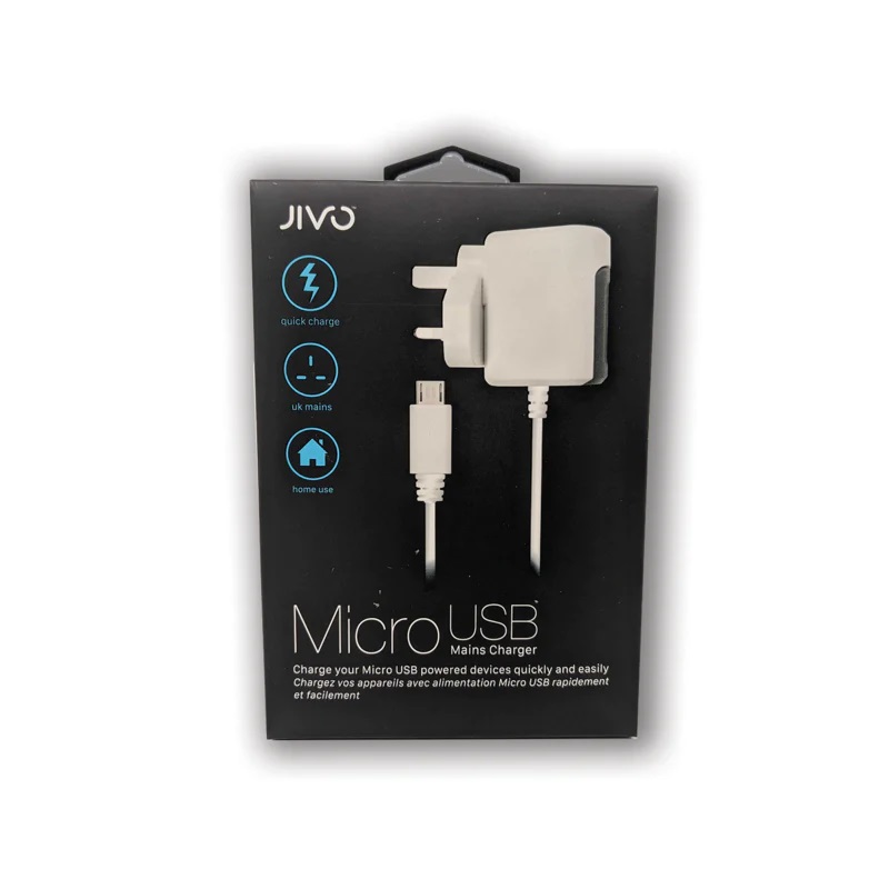 JI-1922 JIVO Micro USB Mains Charger White 2.4A