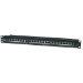 Intellinet Patch Panel, Cat6, FTP, 24-Port, 1U, Shielded, 90° Top-Entry Punch-Down Blocks, Black