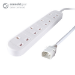 connektgear 2m 4 Way Power Extension Block C14 Plug to 4 x UK Sockets - White