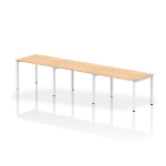 Dynamic Impulse Single Row 3 Person Bench Desk W1200 x D800 x H730mm Maple Finish White Frame - IB00324 DD