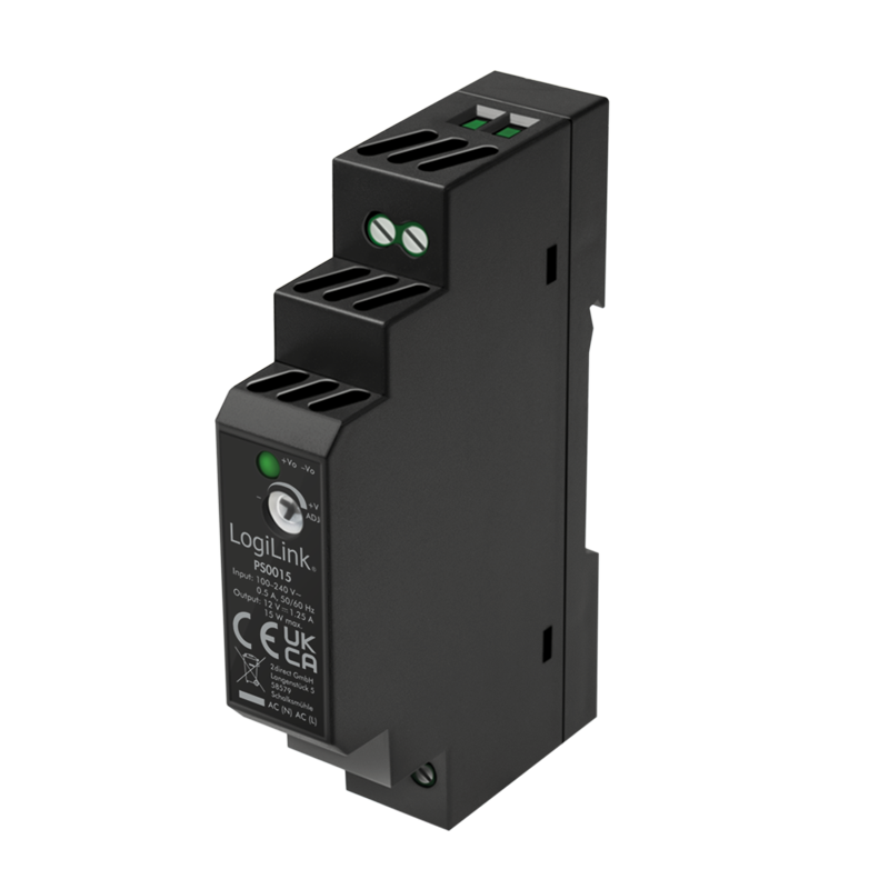 LogiLink DIN Rail Power Supply  15 W / 12 V
