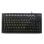 Accuratus MINIHIVISHUB; USB connected- mini keyboard with high visibility yellow on black legend- includes 2 port USB hub. Ideal for home- EPOS or for the vision impaired.