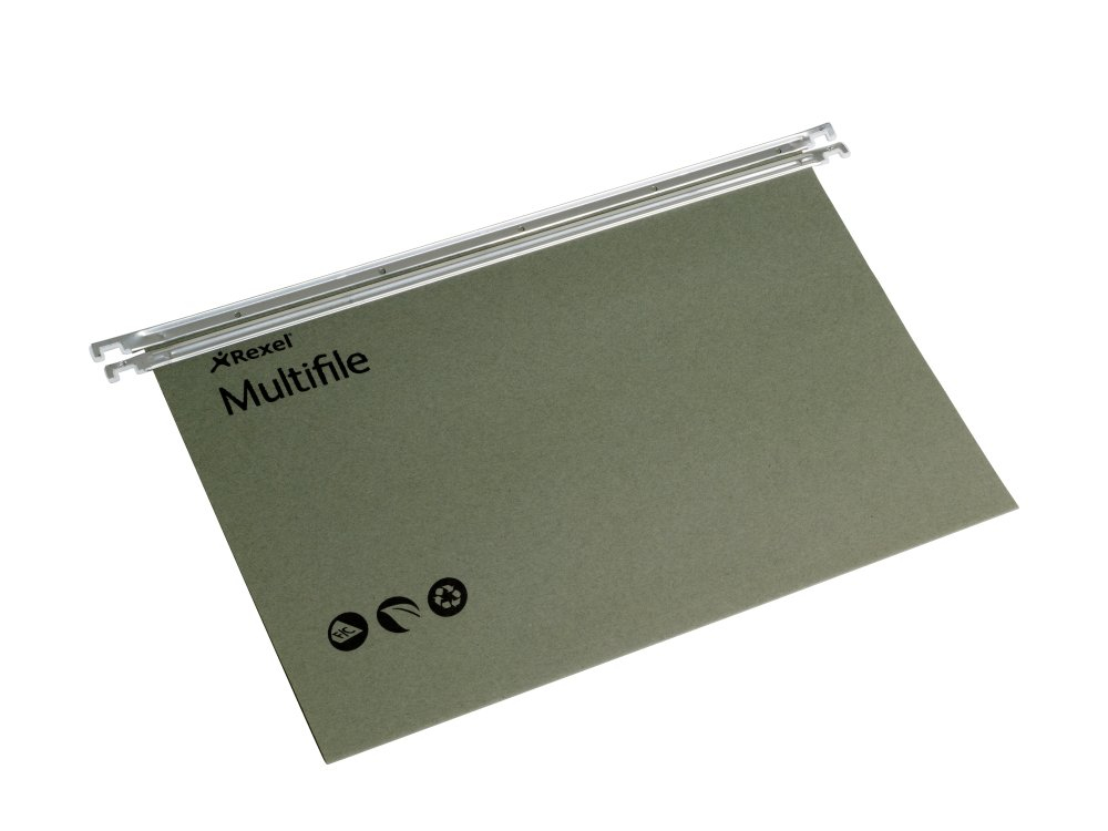 Rexel Green Multifile Foolscap Suspension File 15Mm (50)