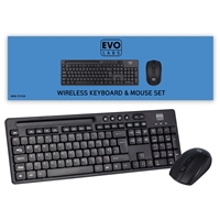 Evo Labs WM-757UK Wireless Keyboard and Mouse Combo Set With Integrated Tablet/ Mobile/ Smartphone Stand 2.4GHz Full Size Qwerty UK Layout Keyboard with Wireless Mouse Ideal for Home/Office Black