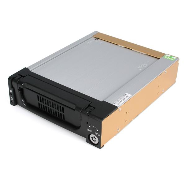 Image of StarTech.com Black Aluminum 5.25in Rugged SATA Hard Drive Mobile...