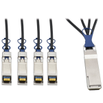 Tripp Lite N281-03M-BK QSFP+ to 10 GbE SFP+ Passive DAC Breakout Cable (M/M), QSFP+ to (x4) SFP+, Compatible to Cisco QSFP-4SFP10G-CU3M, 3M (9.84 ft.)