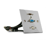 Lindy Single Gang VGA, HDMI, USB and Audio Wall Plate, Metal