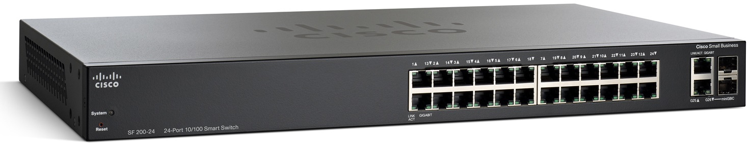 Cisco Small Business SF200-24FP Managed L2 Fast Ethernet (10/100) Power over Ethernet (PoE) 1U Black