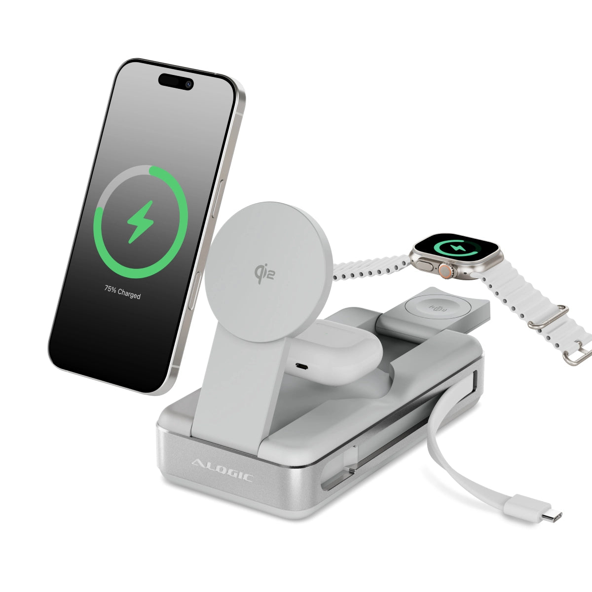 ALOGIC Roam 21.000mAh 6-in-1 Power Bank with Qi2 Fast Wireless and 100