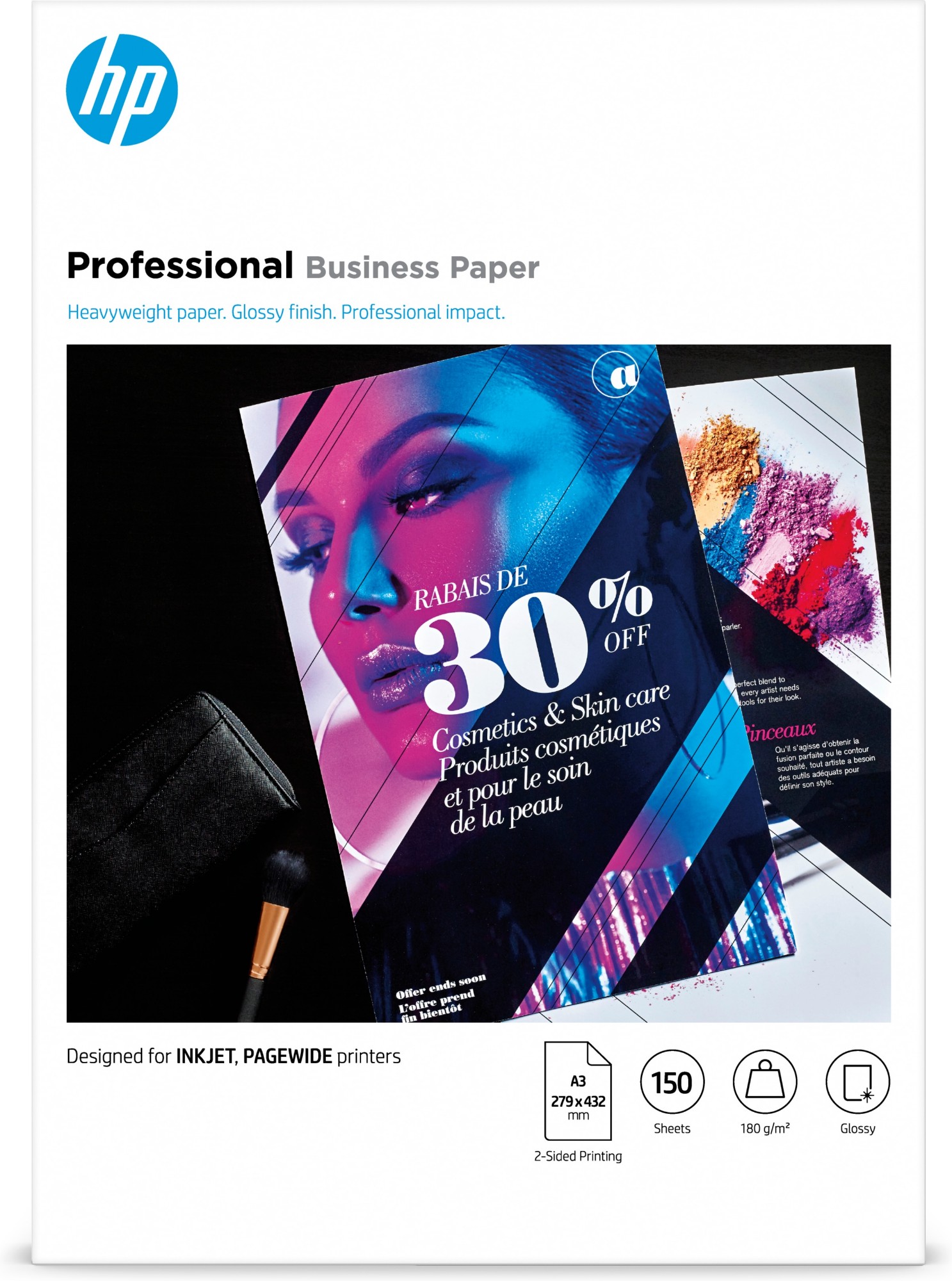 HP Professional Business Paper, Glossy, 180 g/m2, A3 (297 x 420 mm), 150 sheets