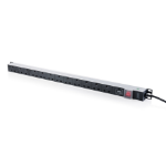 Digitus Power strip with aluminum profile, switch, and surge protection; 12 UK-style outlets; 1.8 m power cord with UK-style plug