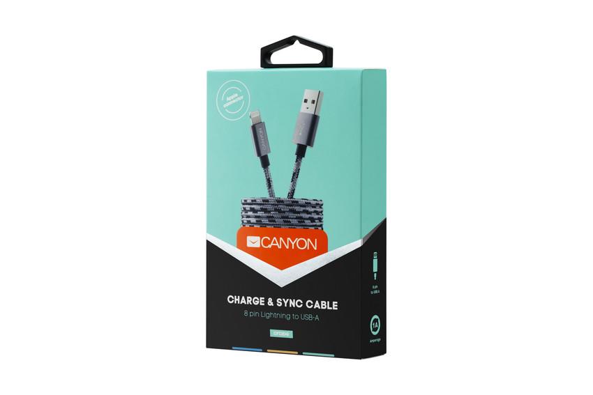 Image of Canyon LIGHTNING USB CABLE BRAIDED 1M DARK GREY