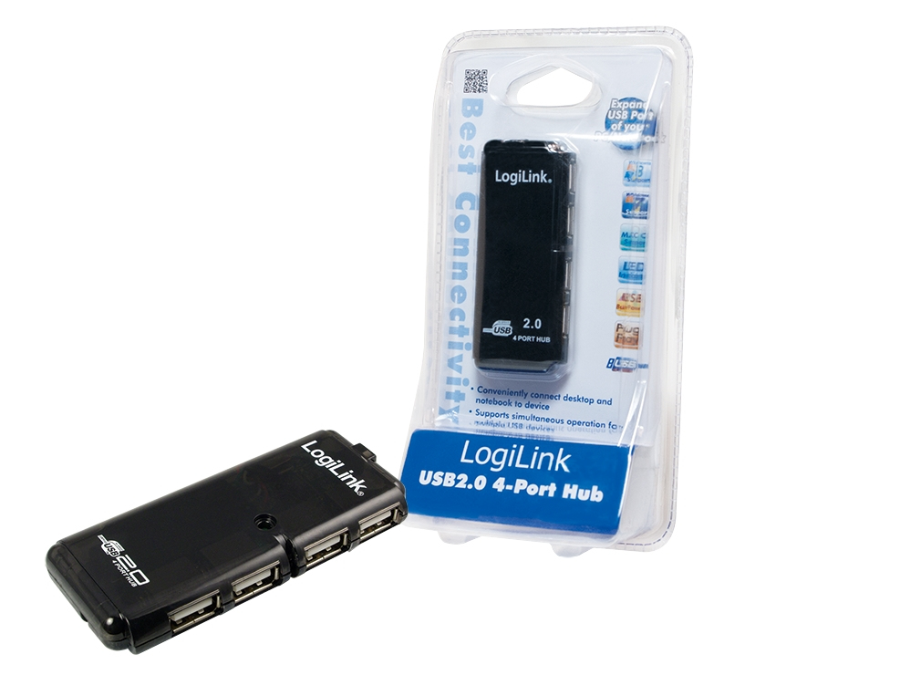 LogiLink 4-Port USB 2.0 Hub 480 Mbit/s Black