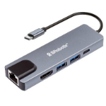 BRobotix 6000694 base para laptop o replicador de puertos USB 3.2 Gen 1 (3.1 Gen 1) Type-C Plata