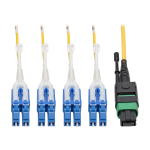 Tripp Lite N390-05M-8LC-AP MTP/MPO (APC) to 4xLC (UPC) Singlemode Breakout Patch Cable, 40/100 GbE, QSFP+ 40GBASE-PLR4, Plenum, Yellow, 5 m (16 ft.)