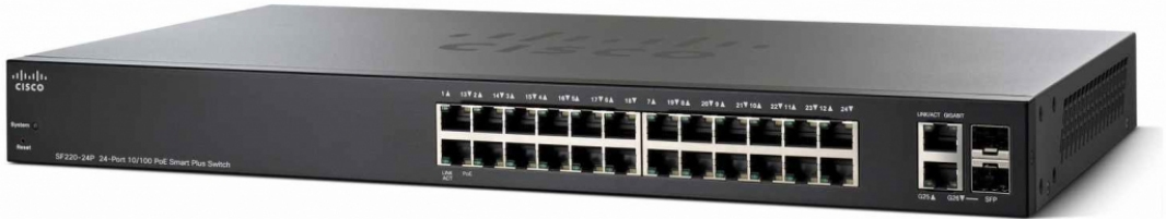 Cisco Small Business SF220-24P-K9-UK network switch Managed L2 Fast Ethernet (10/100) Power over Ethernet (PoE) Black