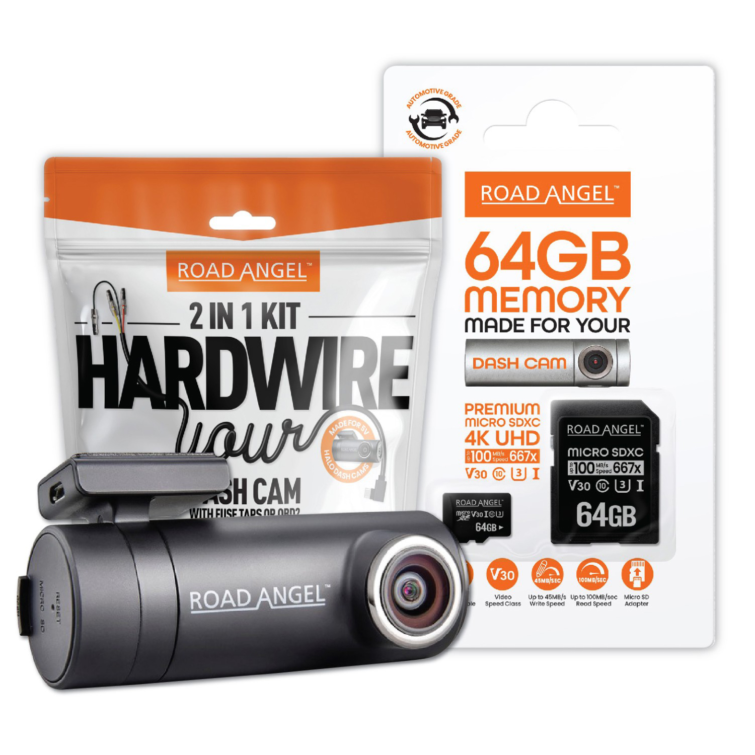 Road Angel Halo Drive 2 1440p Dash Cam inc 64GB MicroSD Card & Hardwiring Kit