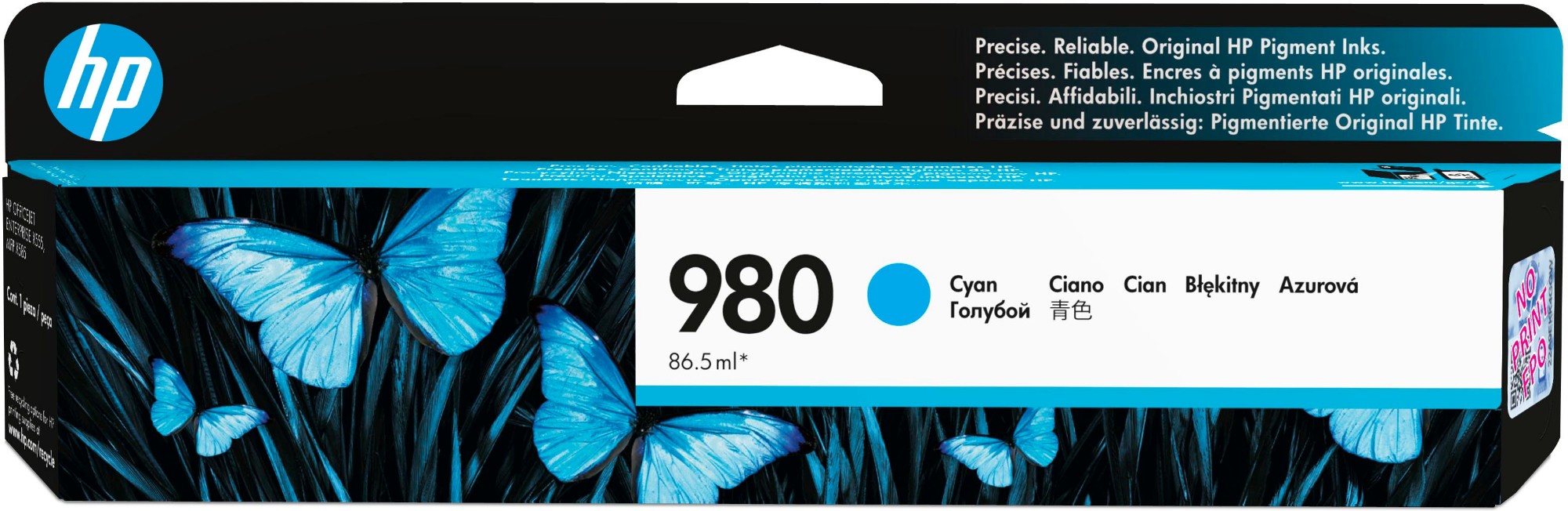 HP D8J07A/980 Ink cartridge cyan, 6.6K pages ISO/IEC 24711 86.5ml for HP OfficeJet X 555