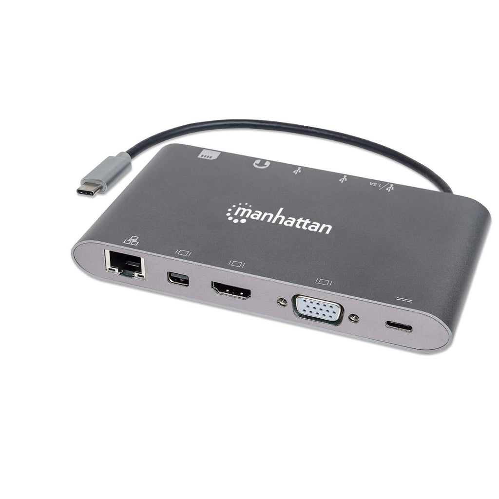 Image of Manhattan USB-C Dock/Hub with Card Reader, Ports (x8): USB-C to...