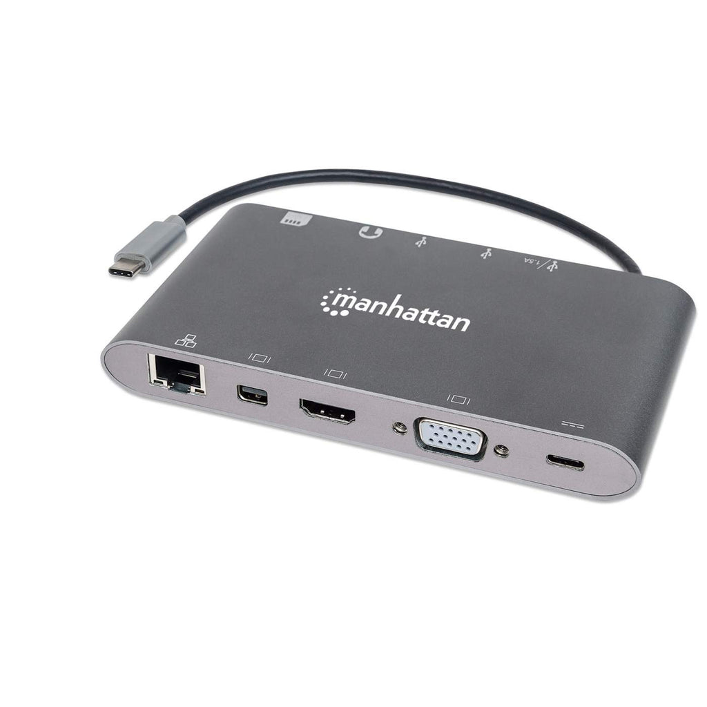 Photos - Other for Laptops MANHATTAN USB-C Dock/Hub with Card Reader, Ports (x8): USB-C to HDMI, 1528 