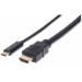 Manhattan USB-C to HDMI Cable, 4K, 2m, Male to Male, 3840x2160@30Hz; 4K Ultra HD Video Aspect Ratio 21:9, Black, Polybag