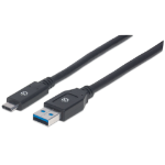 Manhattan USB-C to USB-A Cable, 3m, USB 3.0 (aka USB 3.2 Gen 1), 5 Gbps, 3A Fast Charging, SuperSpeed USB, Black, Lifetime Warranty
