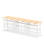 Dynamic Air Back-to-Back W1800 x D600mm Height Adjustable Sit Stand 6 Person Bench Desk With Cable Ports Maple Finish White Frame - HA02590 DD