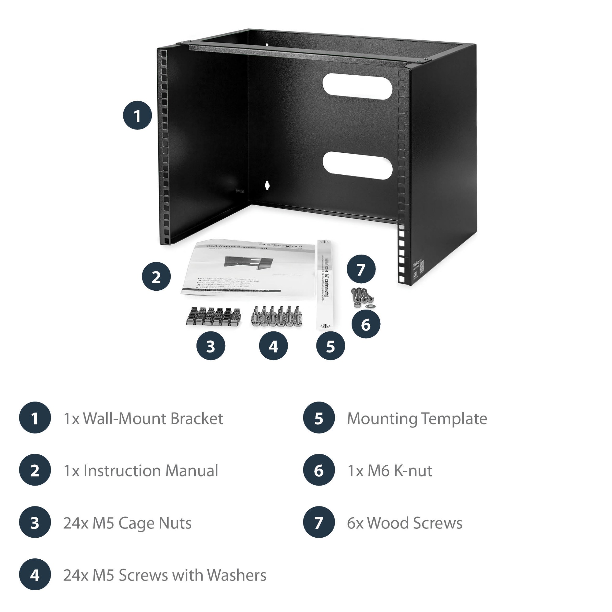 StarTech.com Wall-Mount Bracket for Shallow Rack-Mount Equipment - Solid Steel - 8U