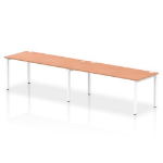 Dynamic Impulse W3600 x D800 x H750mm Bench Single Row 2 Person Bench Desk Cable Management Ports Goal Post Leg Beech Finish White Frame - IB00454 DD