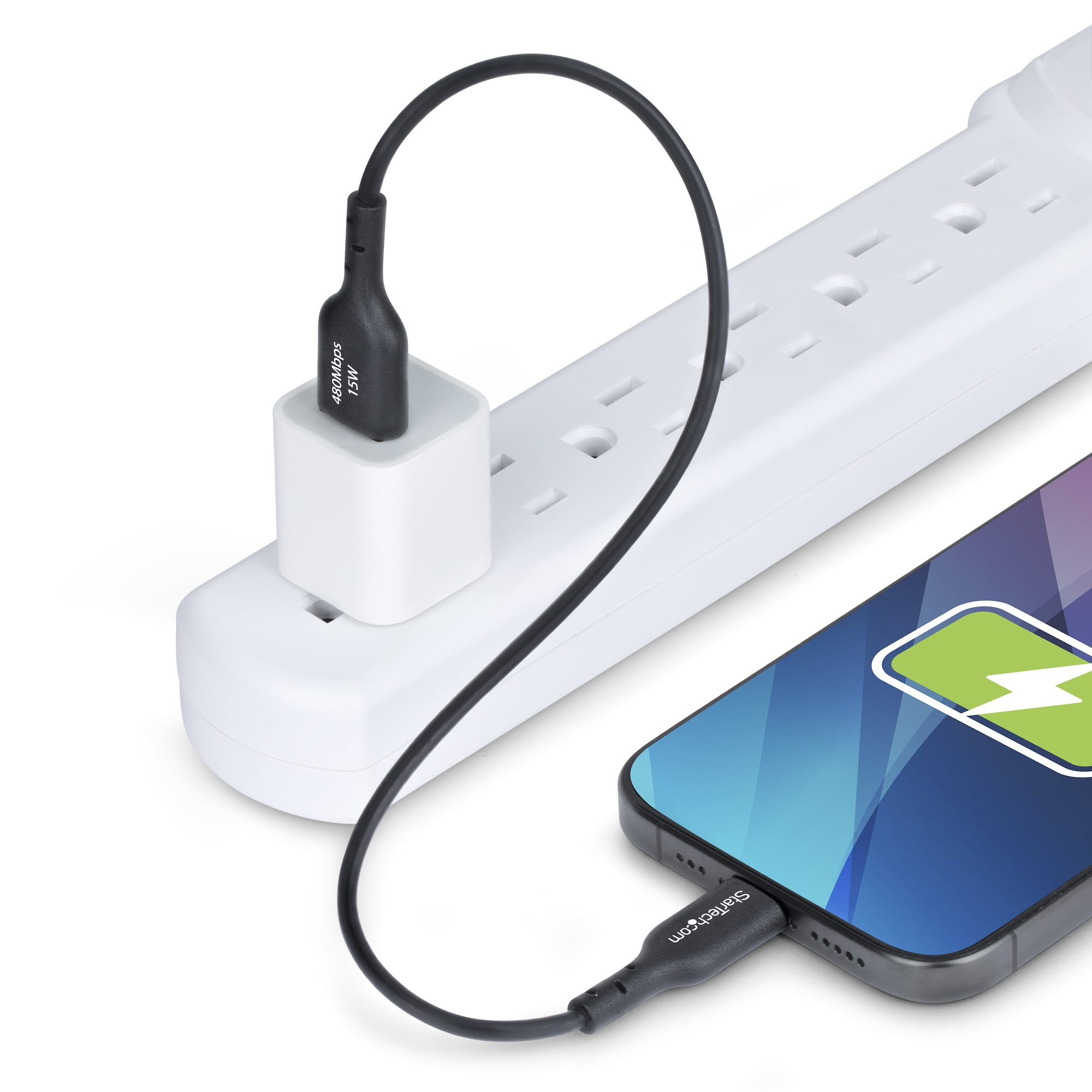 StarTech.com 1ft (30cm) USB-A to USB-C Charging Cable, Charge & Sync, 3A, USB 2.0, TPE Jacket - Black USB Charging Cord