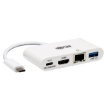 Tripp Lite U444-06N-H4GU-C USB-C Multiport Adapter - 4K HDMI, USB 3.x (5Gbps) Hub Port, GbE, 60W PD Charging, HDCP, White