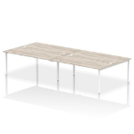 Dynamic Impulse W3600 x D1600 x H750mm Back to Back 4 Person Bench Desk Cable Management Ports Goal Post Leg Grey Oak Finish White Frame - IB00407 DD
