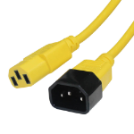 Videk IEC M (C14) to IEC F (C13) Mains Power Cable Yellow 0.5m