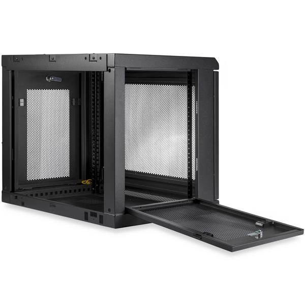 StarTech.com 2 Post 9U 19&quot; Wall Mount Network Cabinet - Adjustable Depth 6-15&quot;- Locking IT Switch Depth Enclosure - Vented Computer/Electronics Equipment Data Rack w/Shelf &amp; Hook &amp; Loop Tape