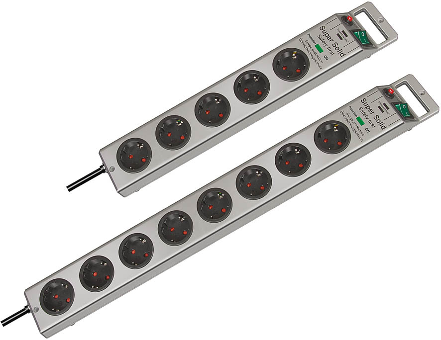 Image of Brennenstuhl Super-Solid Surge Protection 4.500 A Silver 8 AC...