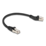 DeLOCK RJ45 Network Cable Cat.6A S/FTP plug 45° left angled to plug straight 0.25 m black