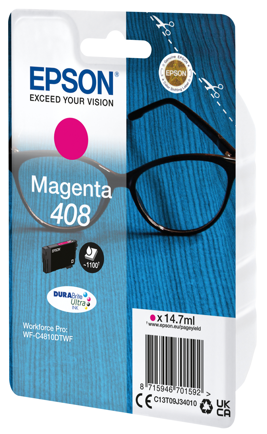 Epson C13T09J34010/408 Ink cartridge magenta, 1.1K pages ISO/IEC 24711 14.7ml for Epson WF-C 4810